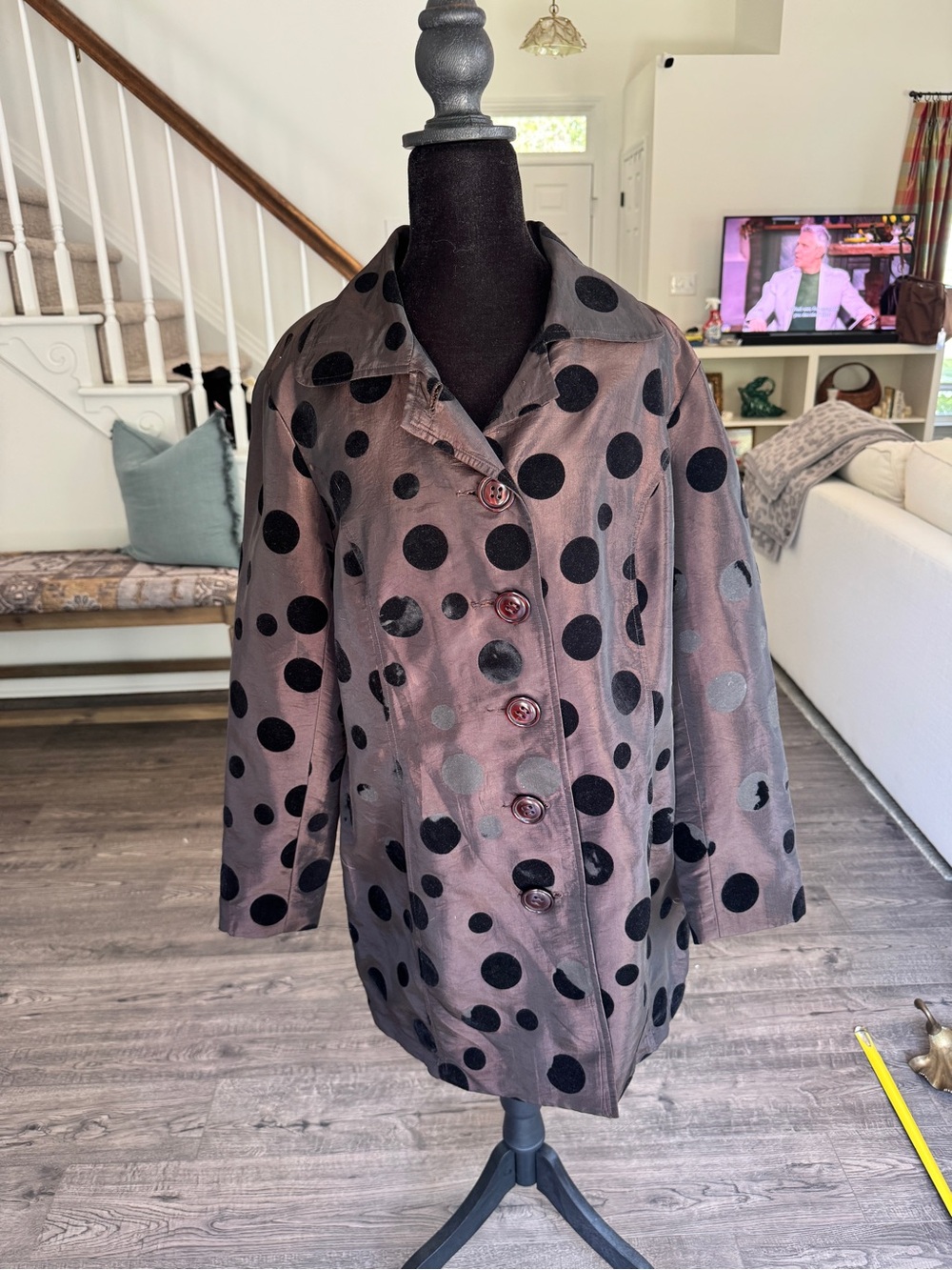 Tribal Brown Jacket with Black Polka Dots